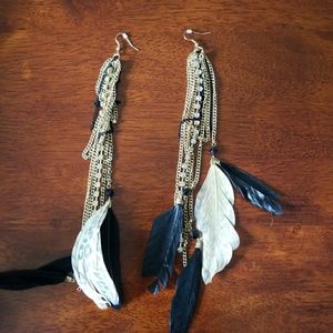Long Chain Feather Earrings